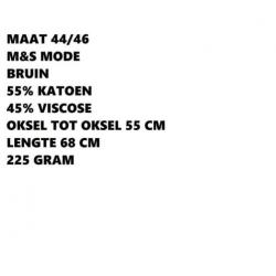 Maat 44/46 - m&s mode - bruin korte mouw tshirt