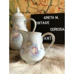 koffiepot set vintage brocante nostalgie bloemen theepot
