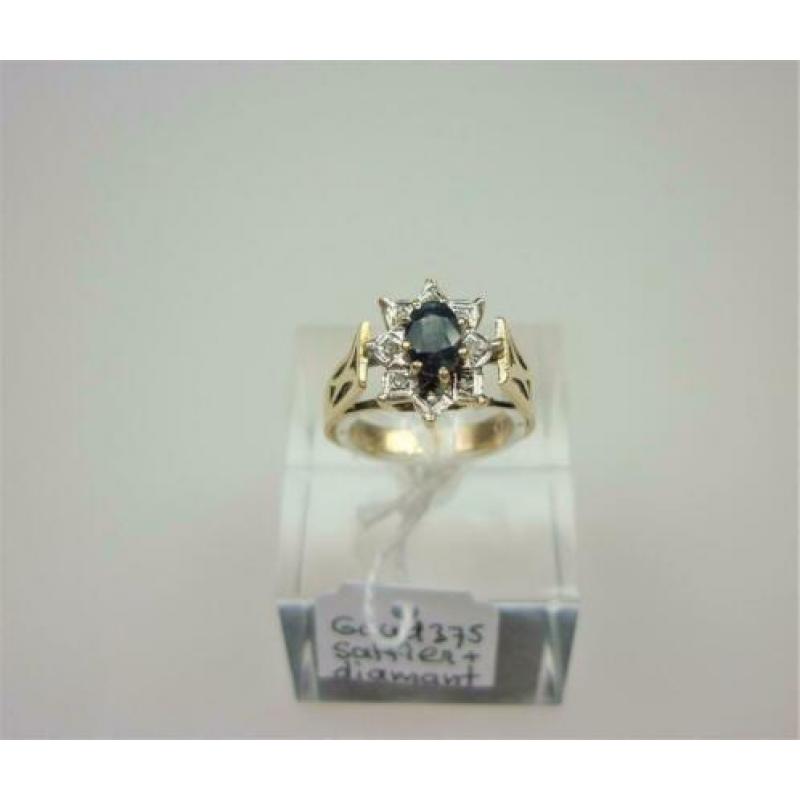 Ring goud saffier en diamant / Z6242