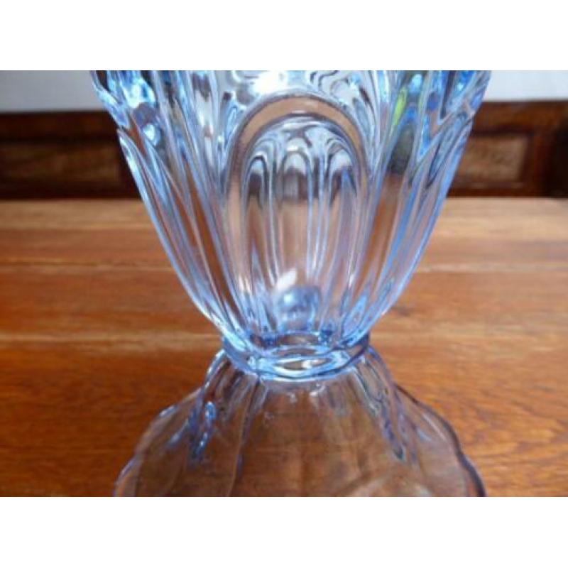 Art deco persglazen vaas in blauw