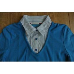 charles voegel shirtje met blouse kraag 38 turkooise