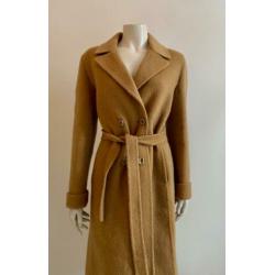 Camel vintage wollen jas M model trenchcoat