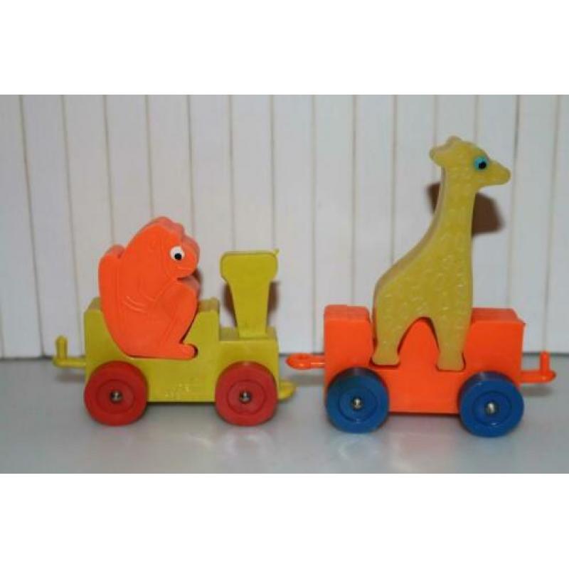 Vintage dierentrein circus trein rubber made in Germany