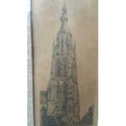 ets Breda onze lieve vrouwetoren gesigneerd A. P. Bosch