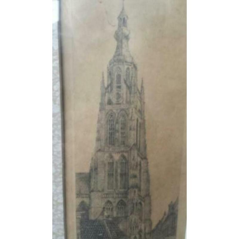 ets Breda onze lieve vrouwetoren gesigneerd A. P. Bosch