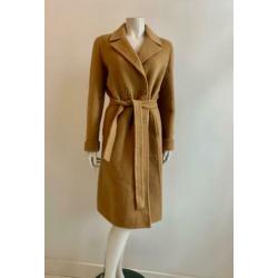 Camel vintage wollen jas M model trenchcoat