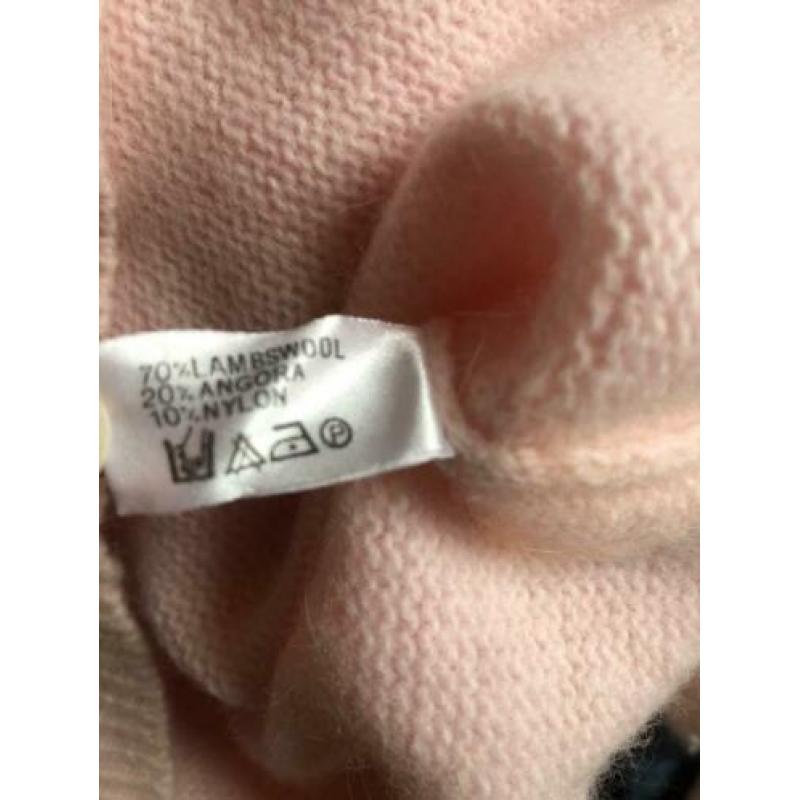 Vintage zacht baby roze trui wol angora mt M