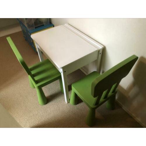 Ikea kinderbureau Sundvik + stoelen Mammut + gratis werkbank