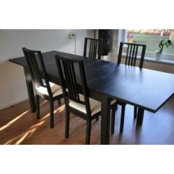 Uitschuifbare eettafel voor 4 personen, incl. 4 stoelen