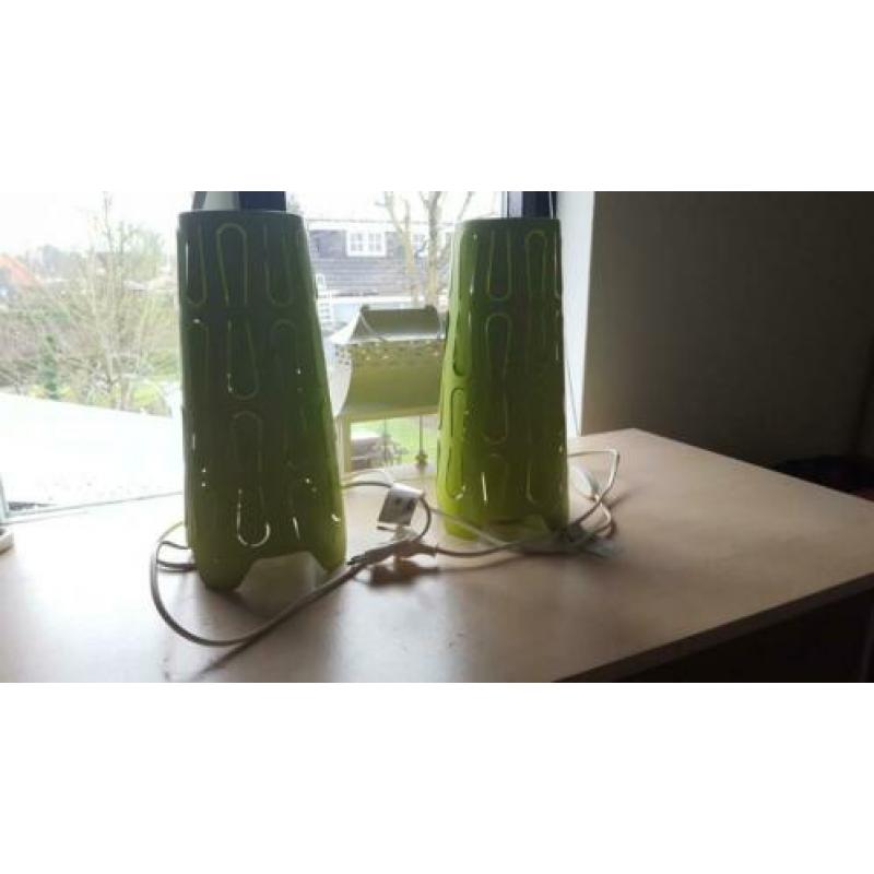 2x Groene tafellamp