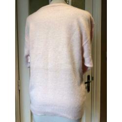 Vintage zacht baby roze trui wol angora mt M