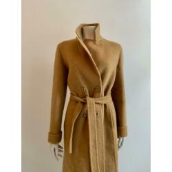 Camel vintage wollen jas M model trenchcoat