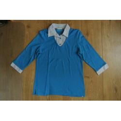 charles voegel shirtje met blouse kraag 38 turkooise