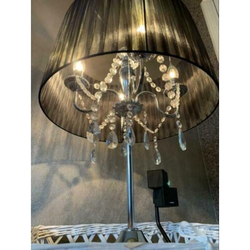Schemerlamp staand kristal met organza kap
