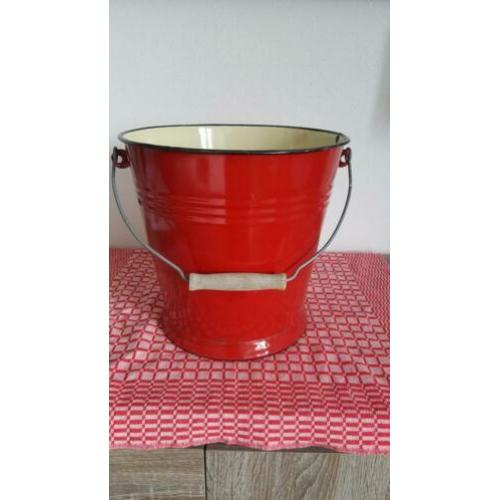 Emaille emmer rood