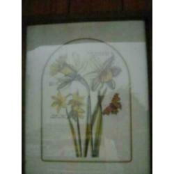 3 oude houten lijstjes met mooie bloemen afbeelding 33 x 27