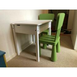 Ikea kinderbureau Sundvik + stoelen Mammut + gratis werkbank