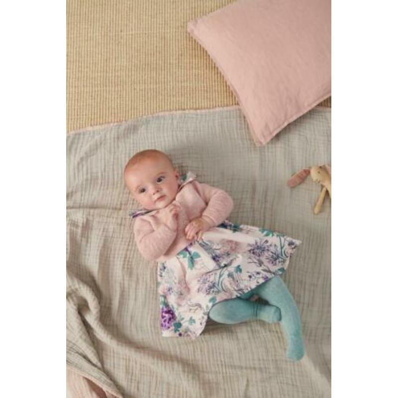 Setje, jurk met vestje pastelkleurtjes maat 62 / 68 nieuw