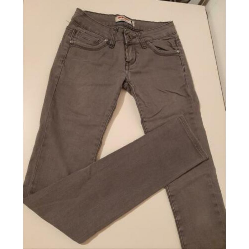 Grijs-bruine lage skinny jeans (maat 34 XS)