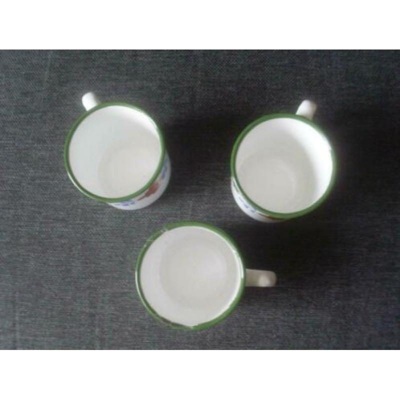 3 Boerenbont emaille mokken / koppen
