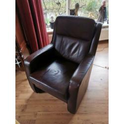 Leren bankstel en 2 fauteuils.