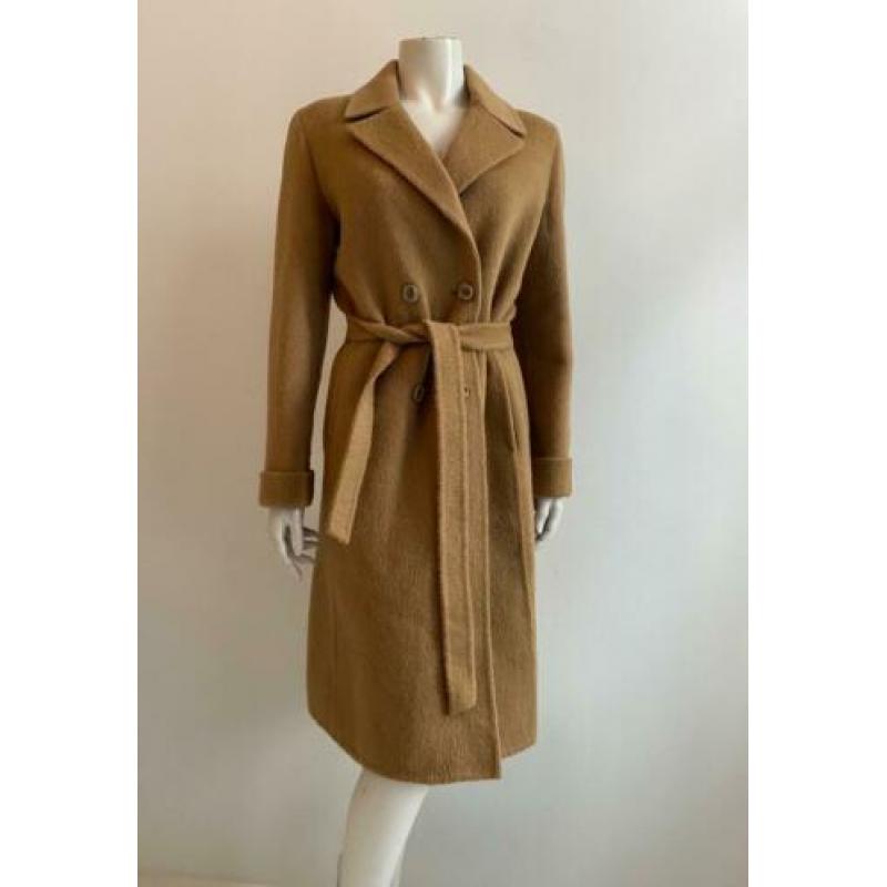 Camel vintage wollen jas M model trenchcoat
