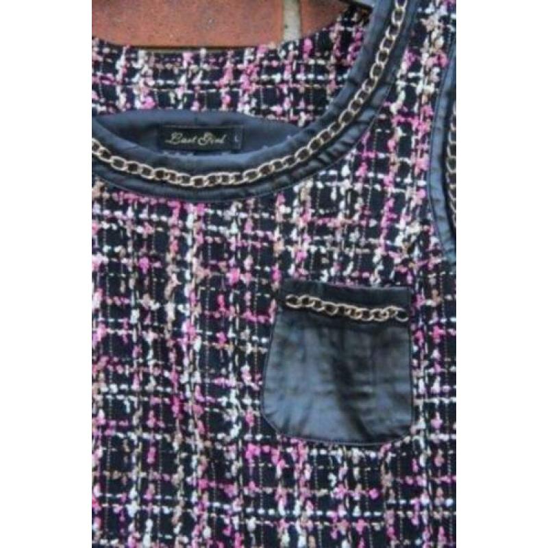 Jurk zwart/ rose Last Girl mt L winter