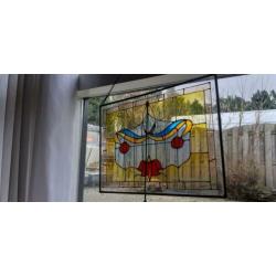 2 stuks losse delen glas in lood rozen