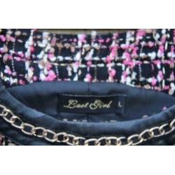Jurk zwart/ rose Last Girl mt L winter