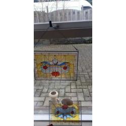 2 stuks losse delen glas in lood rozen