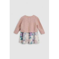 Setje, jurk met vestje pastelkleurtjes maat 62 / 68 nieuw