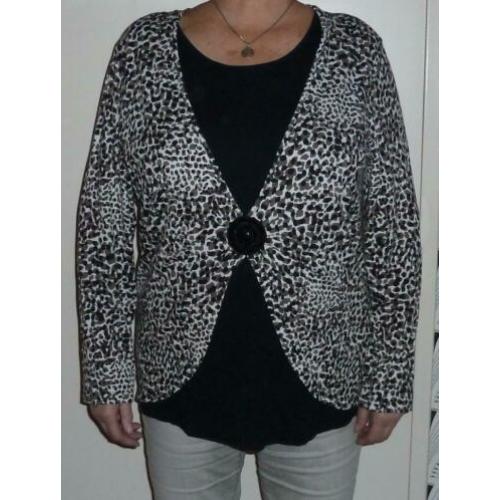 Zwart / Wit, Via Appia Due damesshirt mt.46/XL, als nieuw.