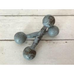 Franse antieke gietijzeren dumbells gewichten ijzerdomoren