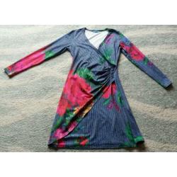 Lien en Giel jurk print bloemen stretch, maat M
