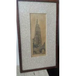 ets Breda onze lieve vrouwetoren gesigneerd A. P. Bosch