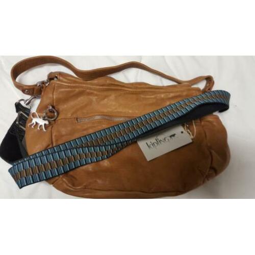 "Kipling" Cognac Leren Schouder-/Crossovertas Nieuw!!
