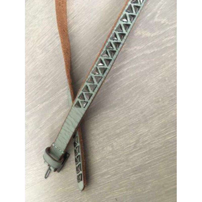 Cowboysbelt cowboysbag mint mintgroen riem studs 85 cm