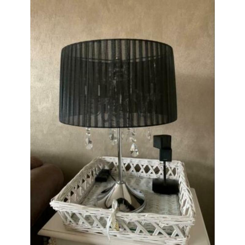 Schemerlamp staand kristal met organza kap