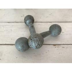 Franse antieke gietijzeren dumbells gewichten ijzerdomoren