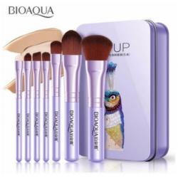 7-delige Make-up kwasten set - soft touch - in metalen box