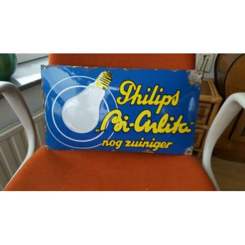 Oud bol emaille reklame bord van philips