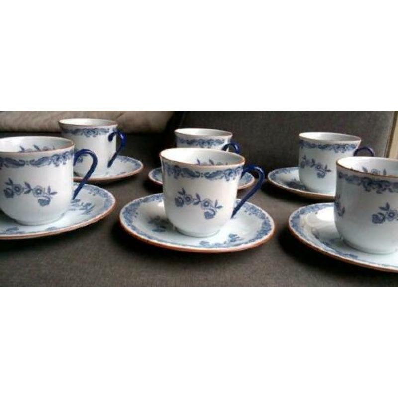 6 hoge koffie kop en schotels Rorstrand Ostindia porselein