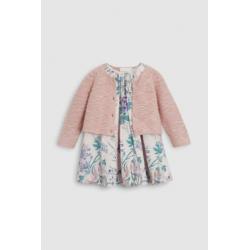 Setje, jurk met vestje pastelkleurtjes maat 62 / 68 nieuw