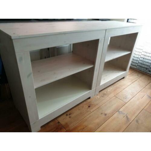 2× Open kast kasten kastje kastjes dressoir white wash hout