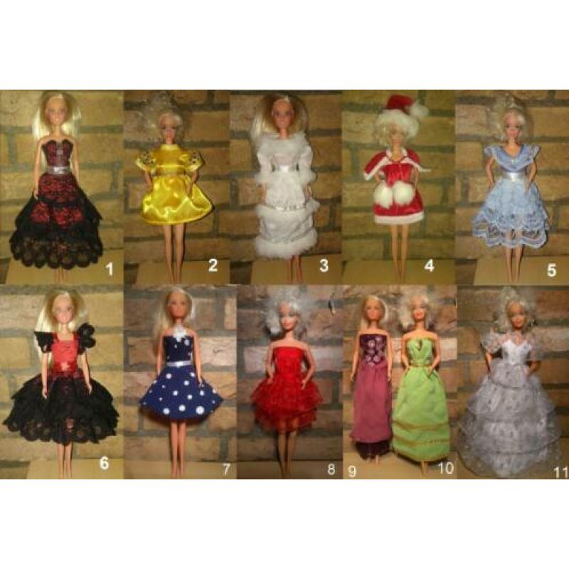 Jurken, kleding voor Barbiepop. Handwerk, handgemaakt