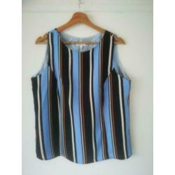 ByOni By Oni mouwloze blouse top blauw multi strepen 42/44
