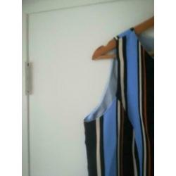 ByOni By Oni mouwloze blouse top blauw multi strepen 42/44