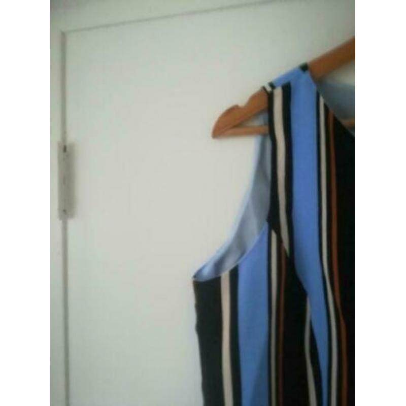 ByOni By Oni mouwloze blouse top blauw multi strepen 42/44
