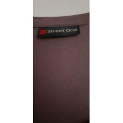 Street One top Mt M tricot met voile voorpand en raglan mouw