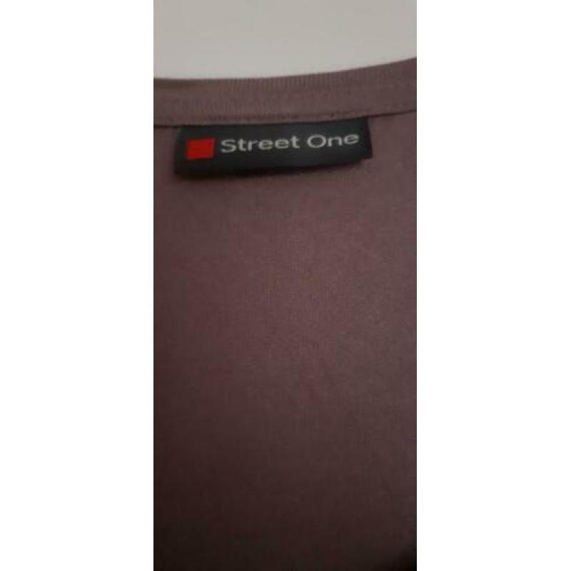 Street One top Mt M tricot met voile voorpand en raglan mouw